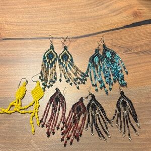 5 pairs of Elegant Beaded Dangle Earrings Set